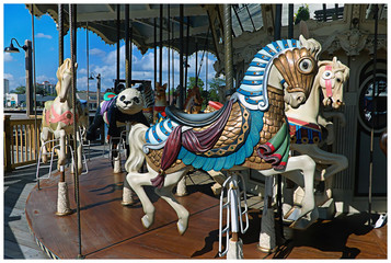Fototapeta na wymiar carousel with horses