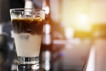 ice coffee on the table in the coffee shop.
