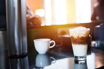 ice coffee on the table in the coffee shop.