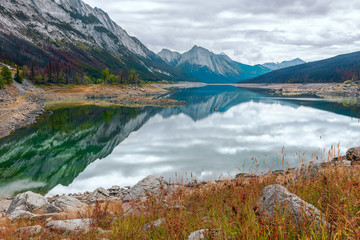 Medicine Lake in Jasper National Park.Alberta.Canada