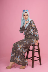 Beautiful female model wearing batik design 