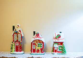 Small houses of the Christmas season ornament
