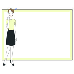 エステティシャンとホワイトボードのイラスト