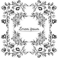 Tropical hand drawn floral frames. Outline set. Jungle foliage illustration. Floral set. Hand drawing. Vector isolated collection. Natural spring wedding card. Summer tropical leaf. Botanical frames