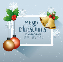 Fototapeta na wymiar poster of merry christmas and happy new year with decoration vector illustration design