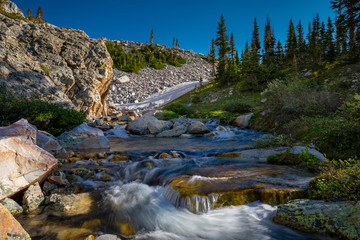 Summer afternoon along a meandering alpine stream in the Snowy Range Mountains of Wyoming
