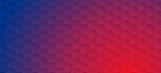 Bright geometric hexagons abstract technology graphic design. Red blue modern futuristic background. Vector illustration