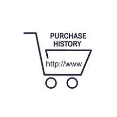 Electronic shop.Purchase history . Vector linear icon on a white background.
