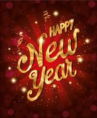 poster of happy new year with decoration