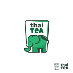 Naklejka premium Thai tea logo with green elephant and cup concept