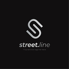 Street line logo with line art and initial S