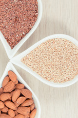 Vintage photo, Healthy eating as source vitamin and minerals, food for brain health concept