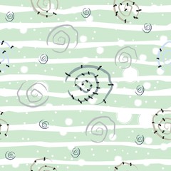 Cute Seamless Pattern with Spirals and Stars.