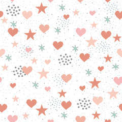 Seamless Pattern with Cute Hearts on cute background