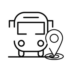 pin pointer location guide with road and bus