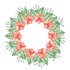 Wreath of tropical hibiscus