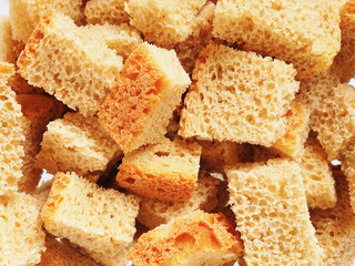 A heap of fresh homemade crackers. Bright, light and appetizing picture with food. View from above. Close-up