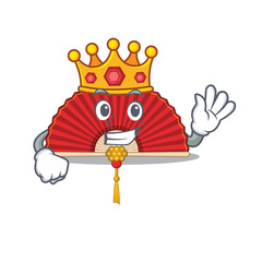 King Indonesian chinese folding fan on cartoon character mascot design