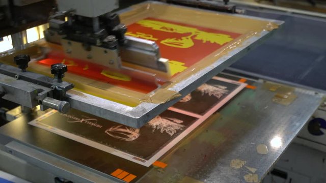 Silk screen printing process at the factory