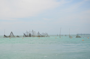 Fishing net along the sea of Semporna