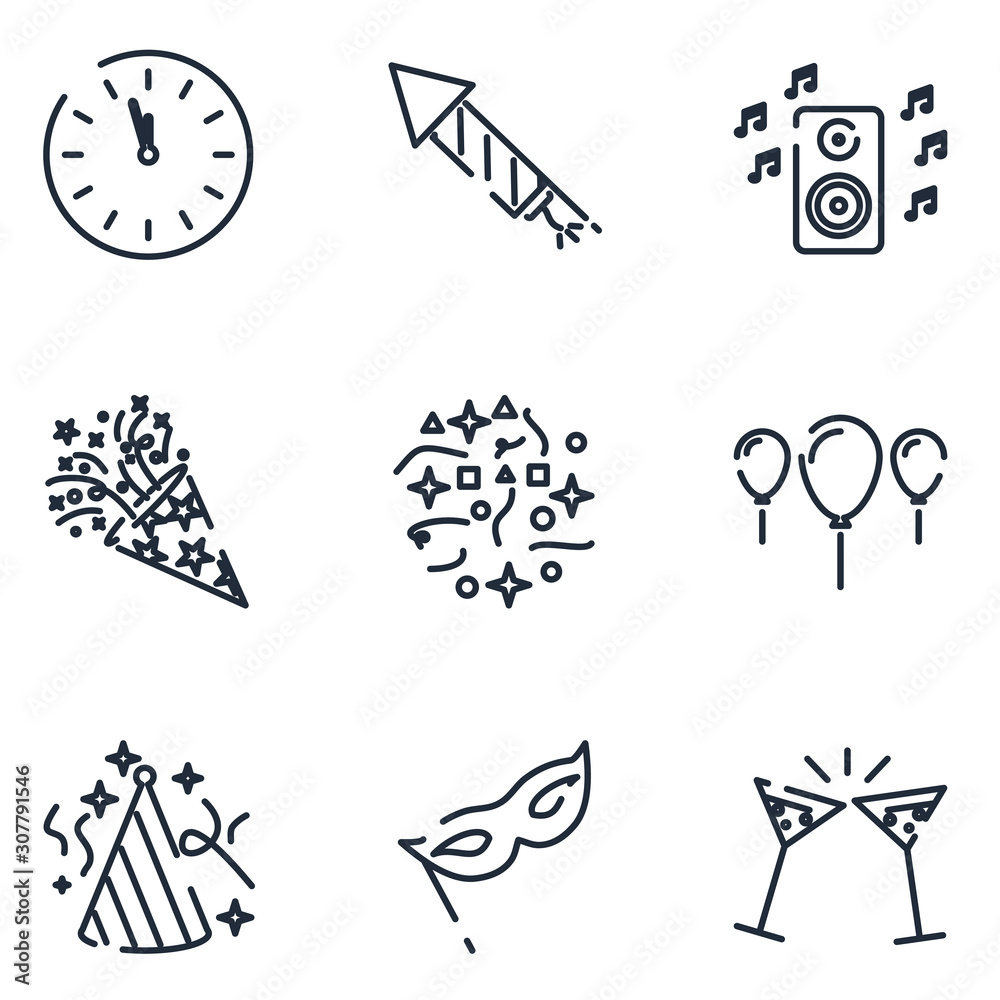 Leinwandbilder party set icon template color editable. party pack symbol vector sign isolated on white background i