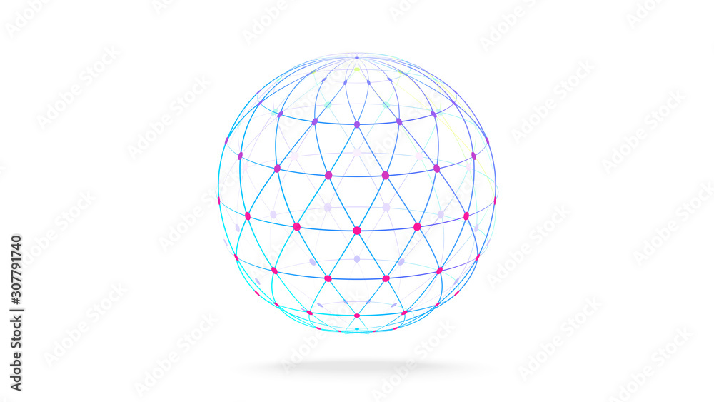 Wall mural futuristic globe data network background