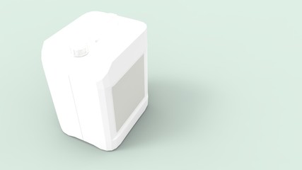 3d rendering of a plastic industrial canister isolated in studio background