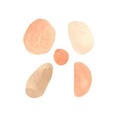 Watercolor beige, caramel color palette. Modern watercolor design elements. Watercolor set of abstract hand drawn aesthetic forms, brush strokes, freehand colors elements, shapes. 