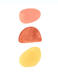 Modern watercolor  spring, summer trend palette. Watercolor set of abstract hand drawn i aesthetic forms, brush strokes, freehand colors elements, shapes. Abstract collage backgrounds.