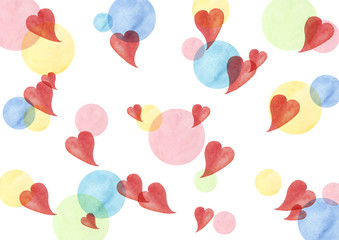 手描きハートと水玉