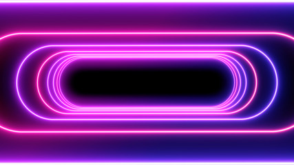 Abstract Neon glowing lines bright lens flare colored on black background. Laser show colorful design for banners advertising technologies
