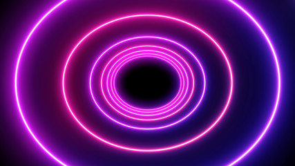 Abstract Neon glowing lines bright lens flare colored on black background. Laser show colorful design for banners advertising technologies