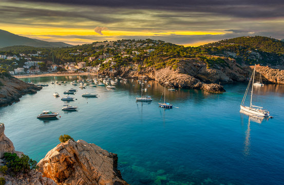 Cala Vedella Vadella in Sant Josep at Balearic Islands. Ibiza, Spain.
