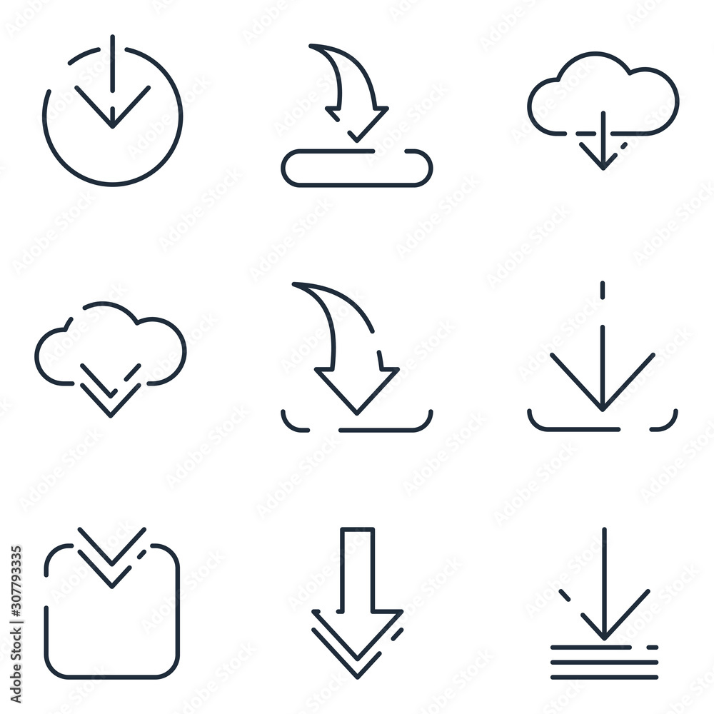 Poster Hosting download set icon template color editable. Hosting upload pack symbol vector sign isolated on white background icons vector illustration for graphic and web design.