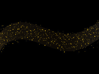 Golden abstract wave background. Gold glitter stardust background. Vector illustration.
