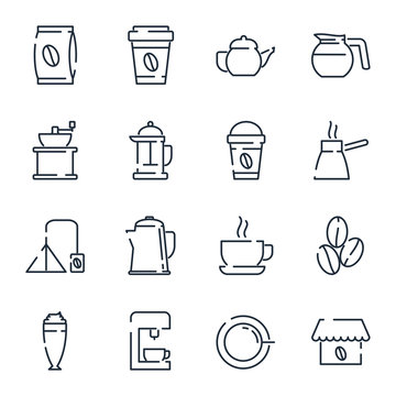 Coffee set icon template color editable. Coffee pack symbol vector sign isolated on white background icons vector illustration for graphic and web design.