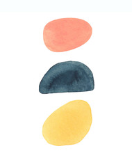 Modern watercolor  spring, summer trend palette. Watercolor set of abstract hand drawn i aesthetic forms, brush strokes, freehand colors elements, shapes. Abstract collage backgrounds.