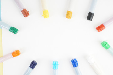 water colour tubes on a drawing art paper