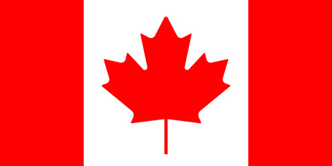 Canadian national flag is isolated in official colors (red and white).