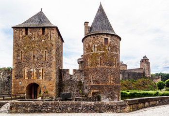 Entrance gate in Castle of Fougeres in Brittany, north of France