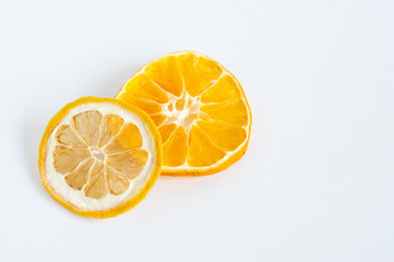 dryed orange isolated white background