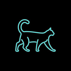 Cat neon icon. Kitty luminous silhouette. Pet vector illustration. Domestic animal symbol.