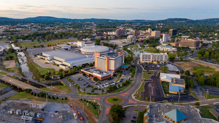 Dusk Over The Downtown Urban City Center of Huntsville Alabama