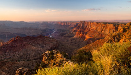 Light and Shadows Fall Across Ridges and Buttes of the Grand Canyon