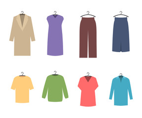 Clothes on hangers icons