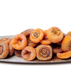 dried persimmon on white background 