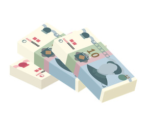 Chinese yuan banknote stack isolated on white