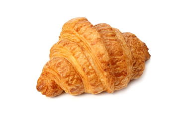 one fresh croissant isolated on white background