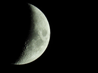 The term increasing crescent moon is used to describe the period after a new moon in which less than half of the illuminated half of the moon is visible from Earth