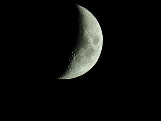 The term increasing crescent moon is used to describe the period after a new moon in which less than half of the illuminated half of the moon is visible from Earth